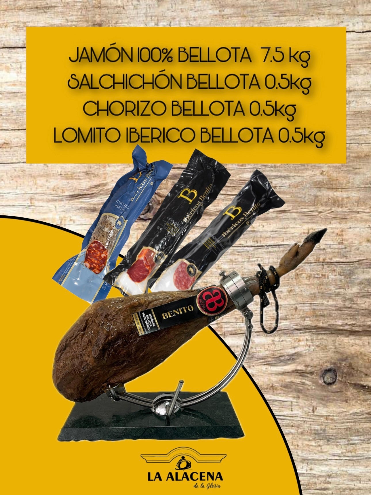 LOTE JAMÓN BELLOTA 100% BRIDA NEGRA