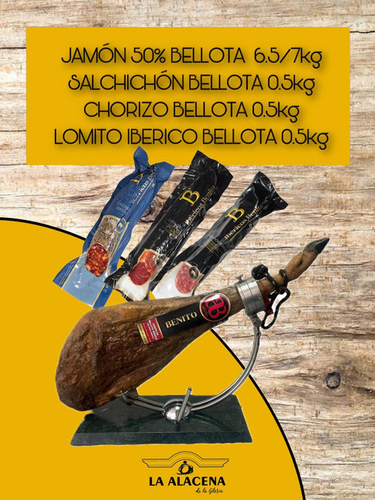 LOTE JAMÓN BELLOTA 50% BRIDA ROJA
