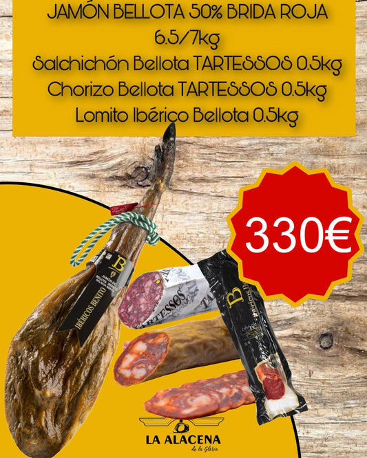 LOTE JAMÓN BELLOTA 50% BRIDA ROJA